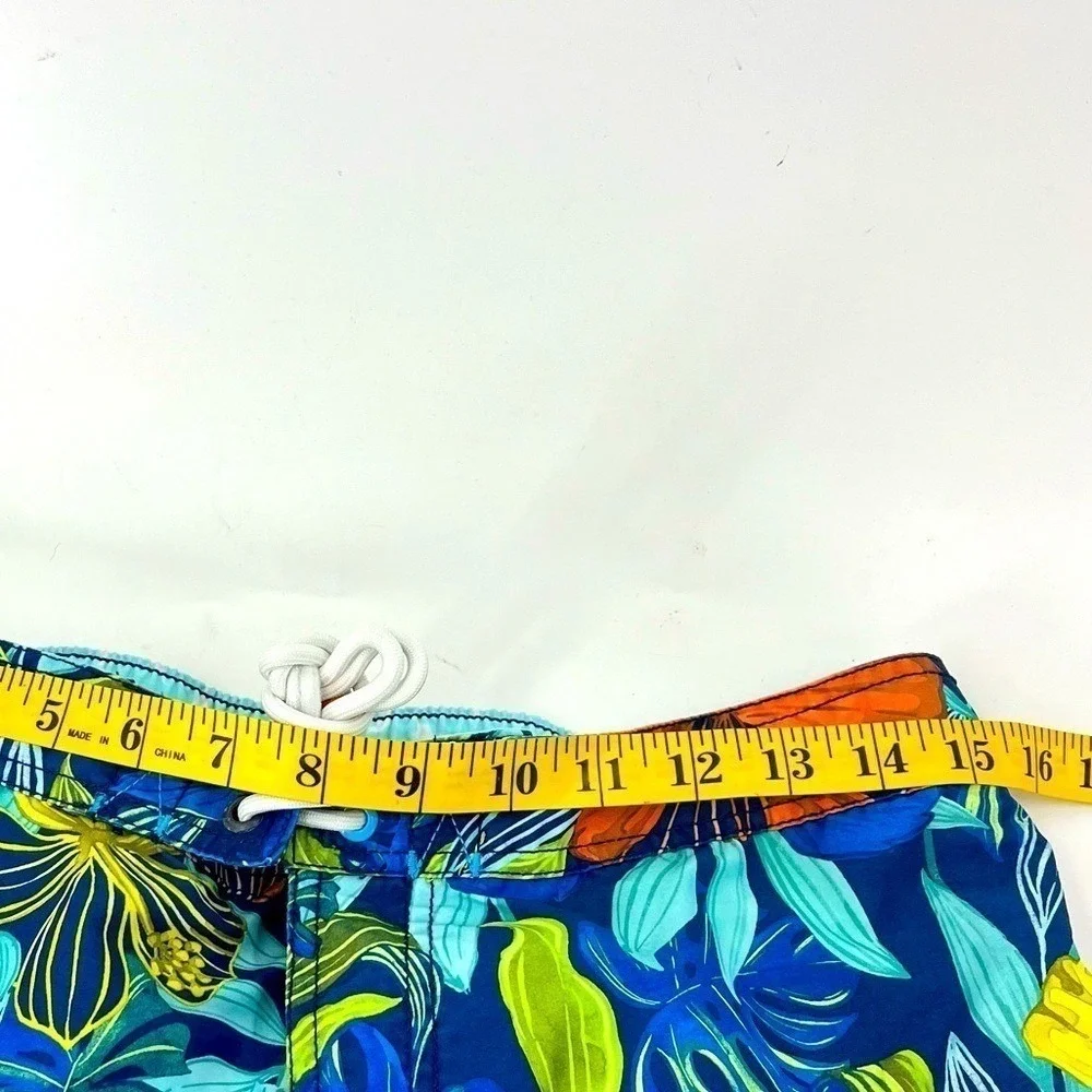 Tommy Bahama Mens Blue‎ Orange Tropical  Floral Board Shorts Swim Trunks Small